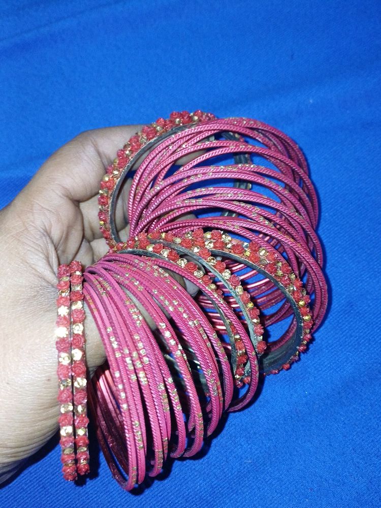 Beautiful Red Metal Bangles & Kadha