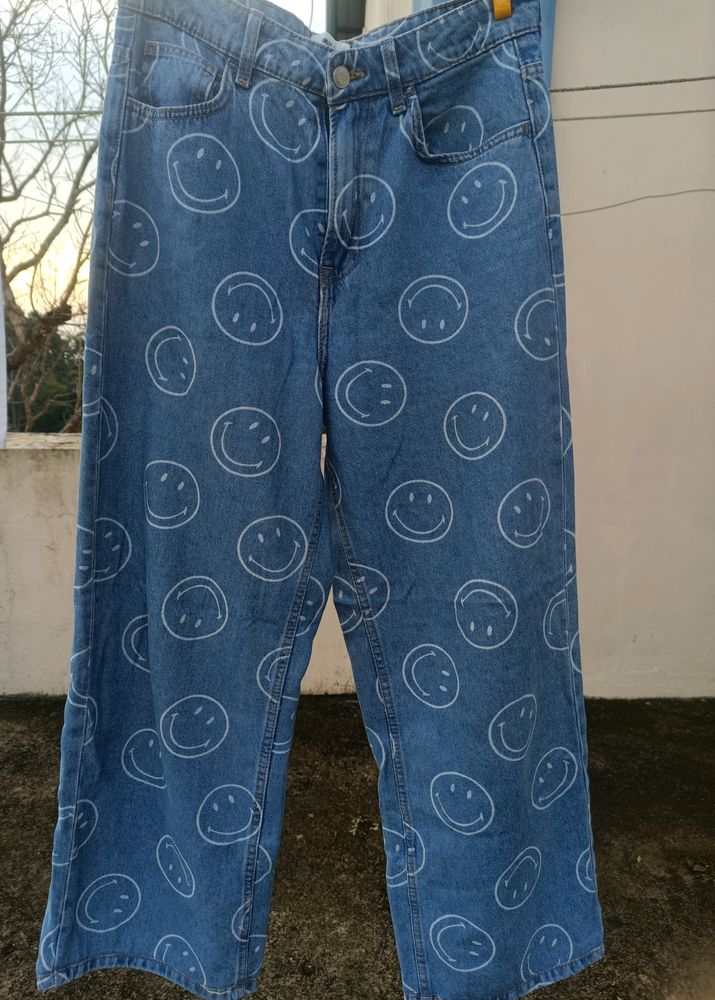 Smiley X H&M Straight Wide Leg Denim