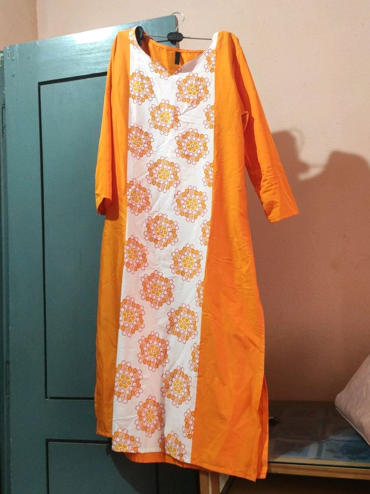 Printed Orange Kurti