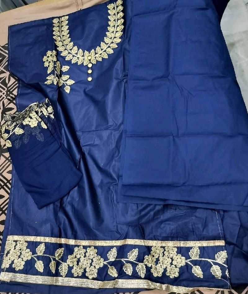 Stytlish Cotton Dress Material Blue Diwali Offers