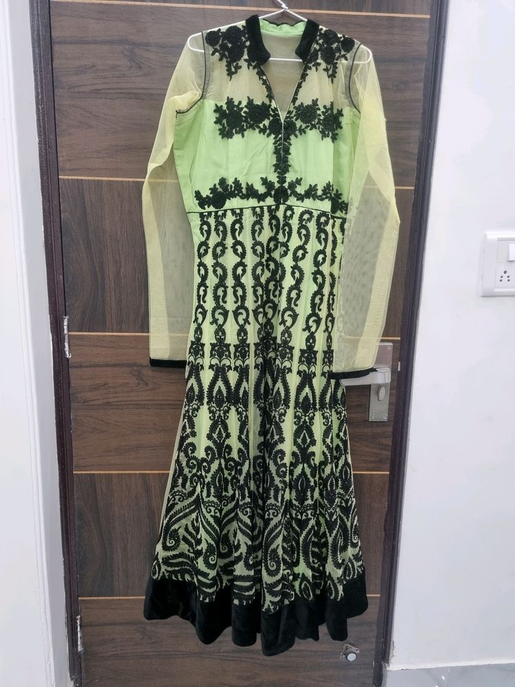 Green Fluorescent Festive Wear Gown