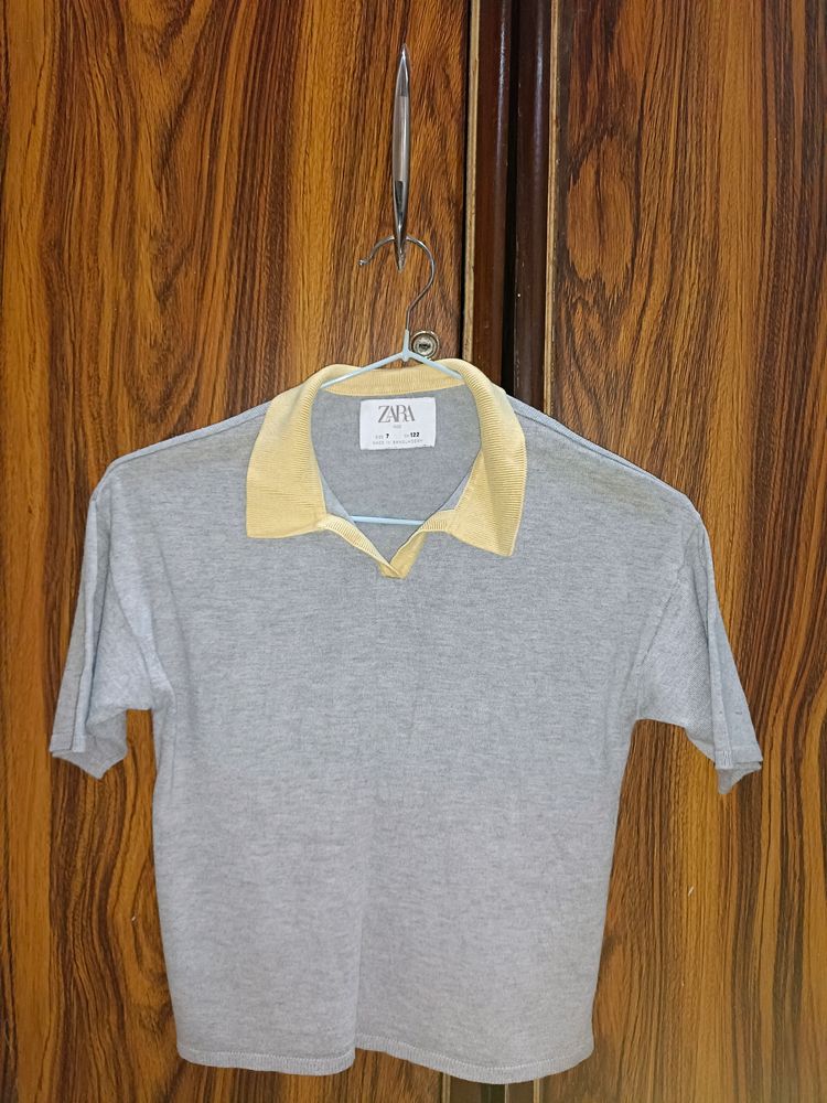 Zara Girls Polo Shirt Gray