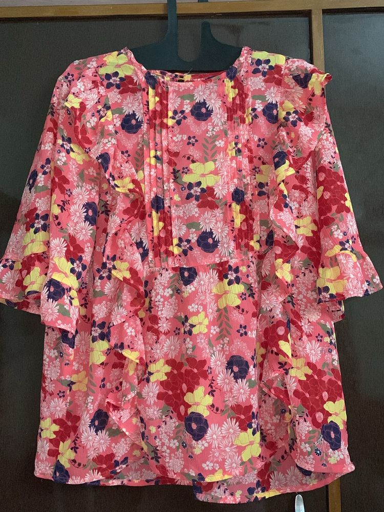 Pink Floral Top For Women Girls