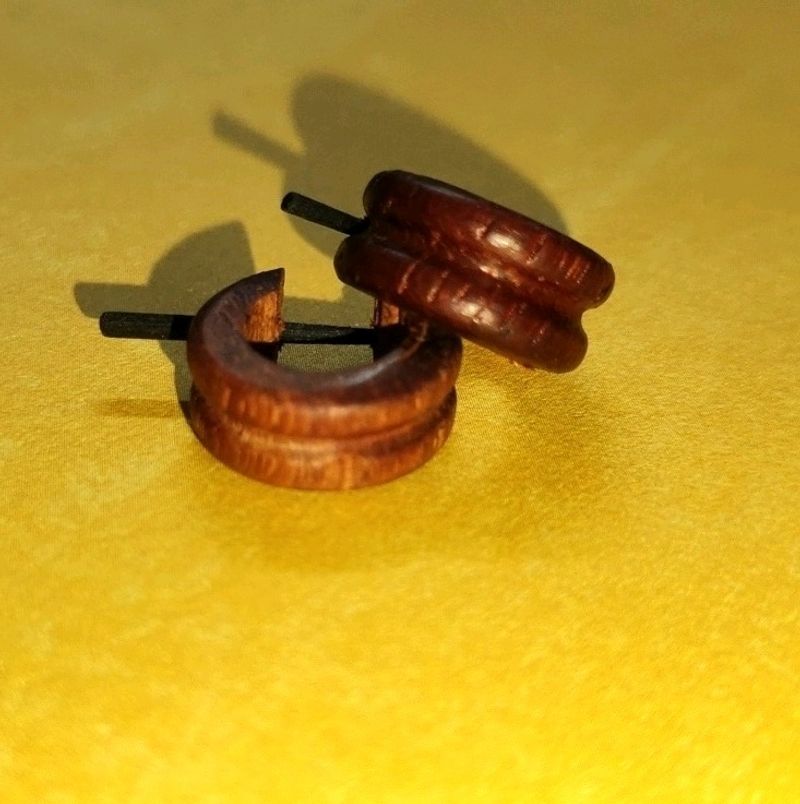 New Chocolate Brown Wooden Hoopa Earring