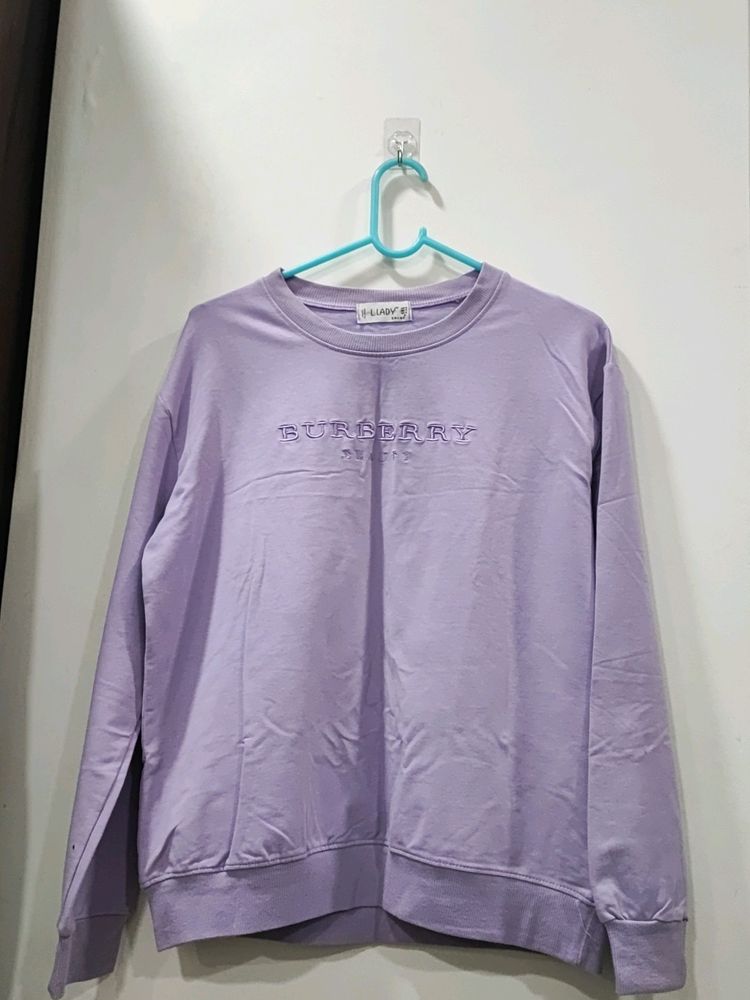 Purple Crew Neck Burberry Sweatshirt