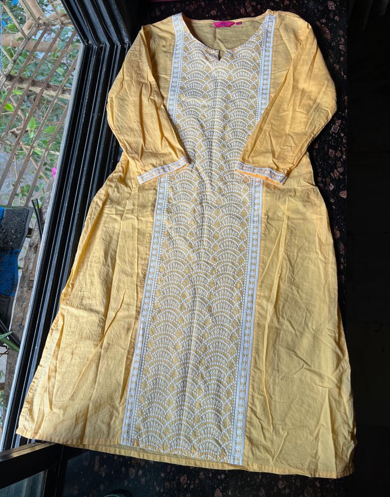 Yellow cotton kurta