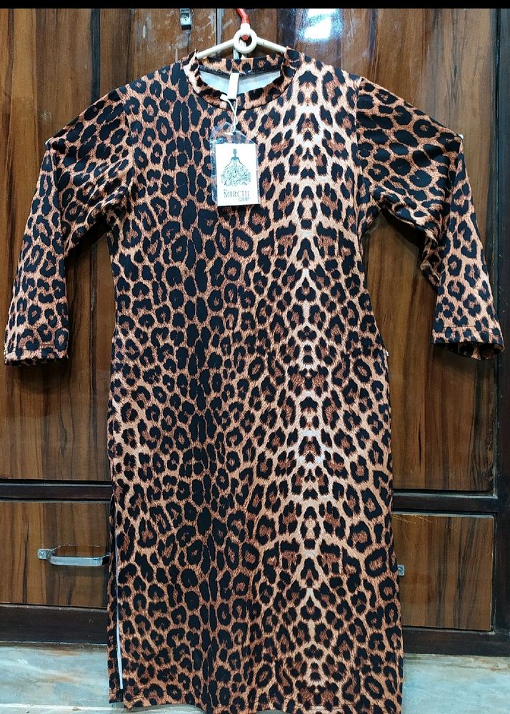 CHEETA PRINTED KURTA ( BROWN)