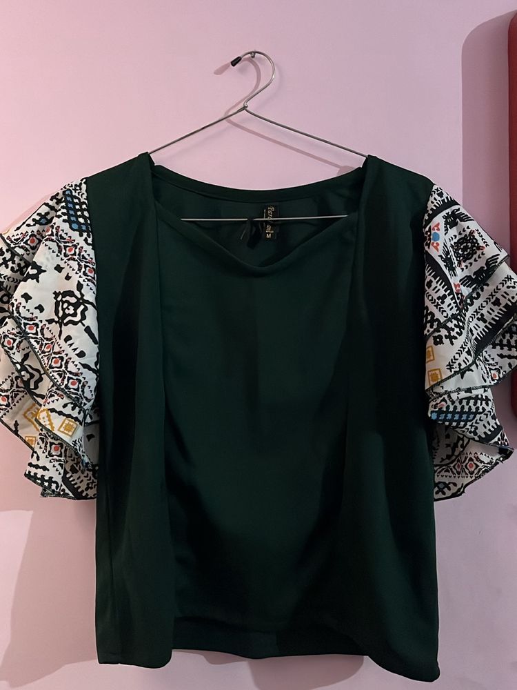 Green Colour Top For Party Wear