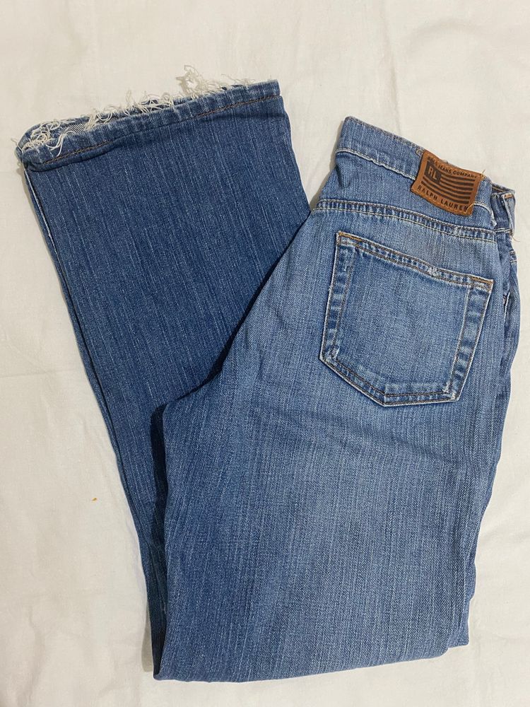 Blue Shaded Straight Denim, Ribbed Bottom