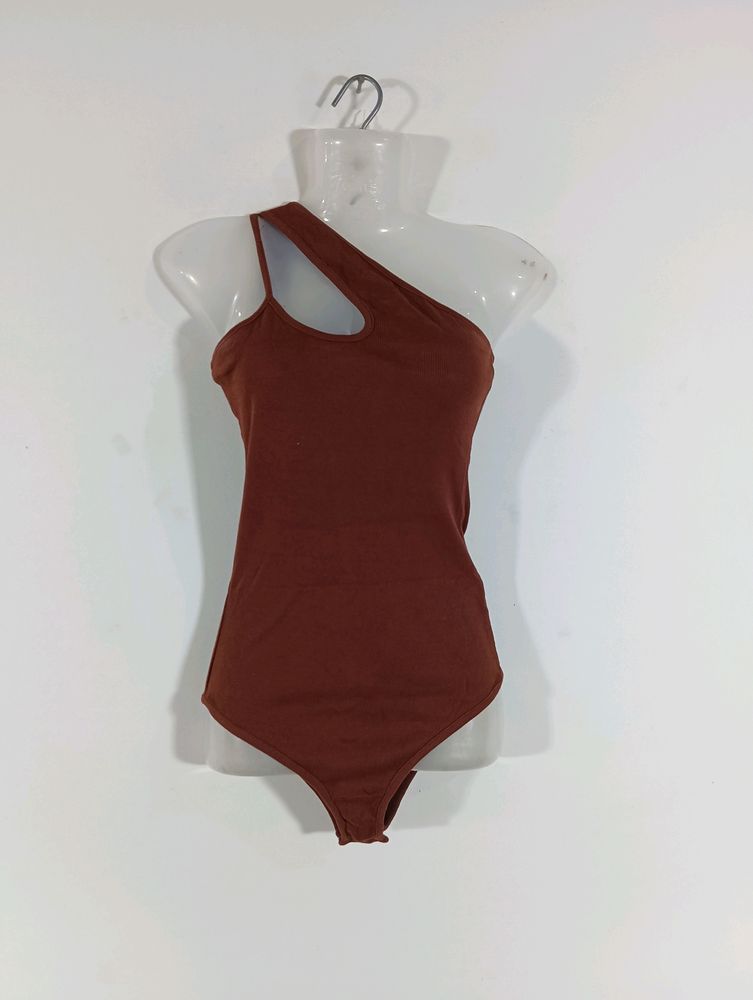 Brown Plain Casual Body Suit (Women)