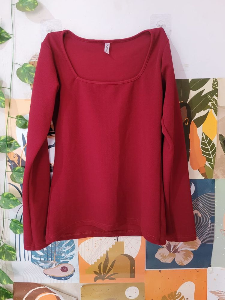 Amazon square neck maroon top