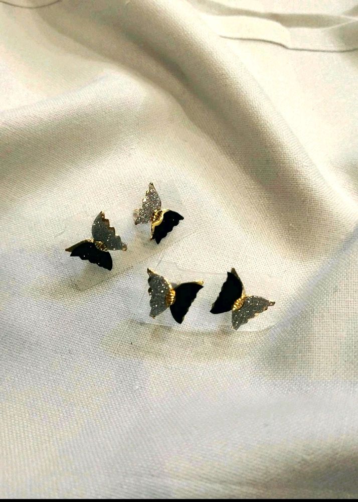 Black & sliver butterfly earrings for women🫶🏻