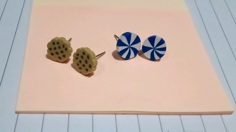 Aesthetic Brown And Blue Stud Earrings ..