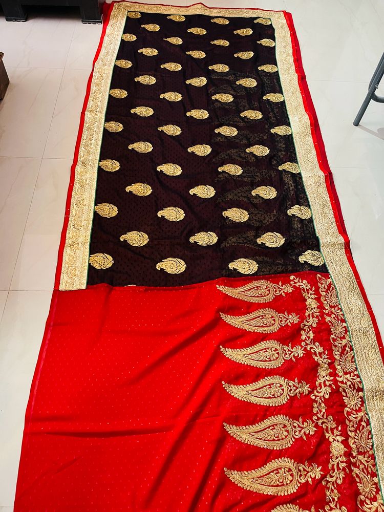 Bridal Red Colour Beautiful Saree