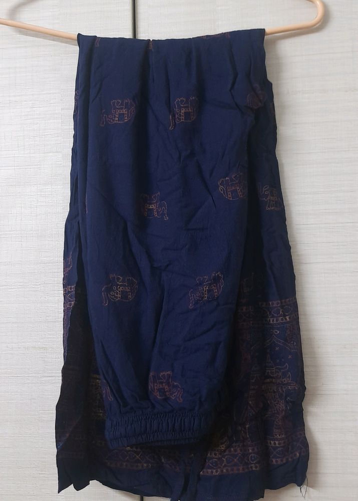 Blue Cotton palazzo with prints and elephant print