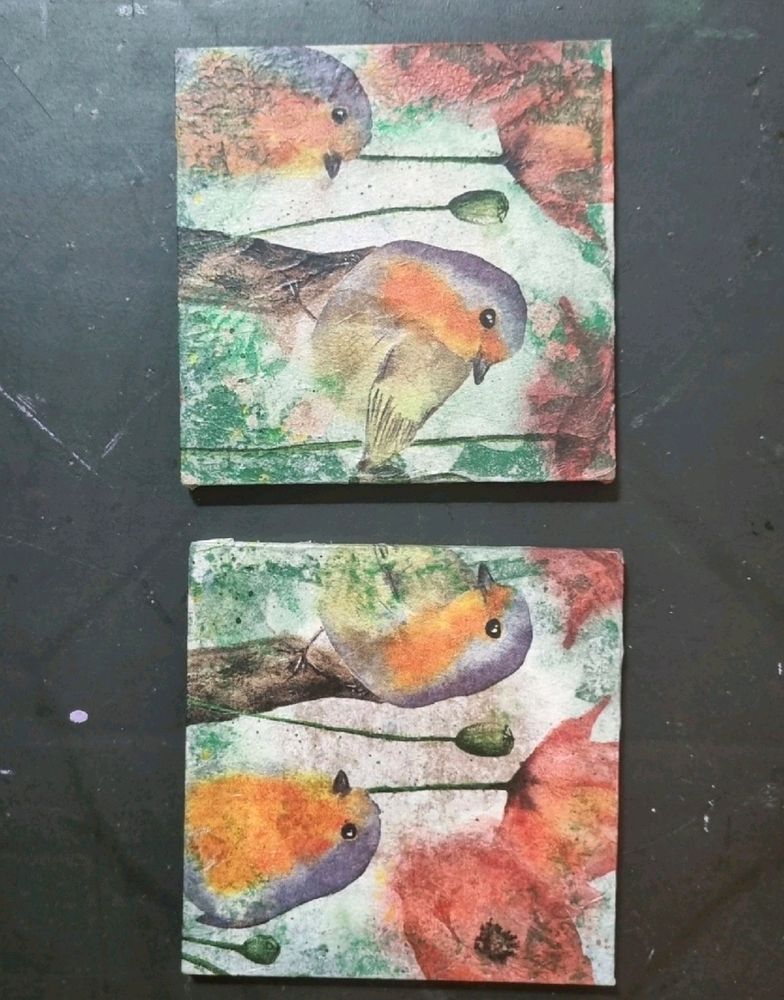 MDF DECOUPAGE Coasters SET OF 2