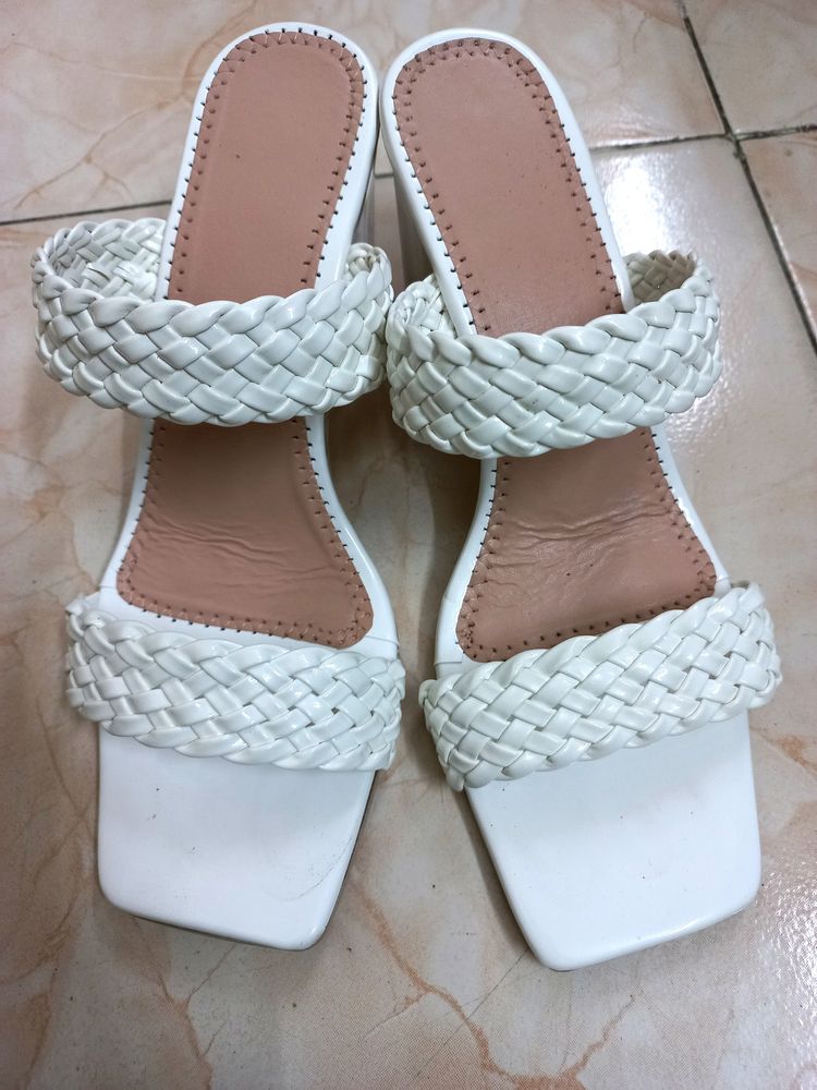 Sale !! White Block Heels