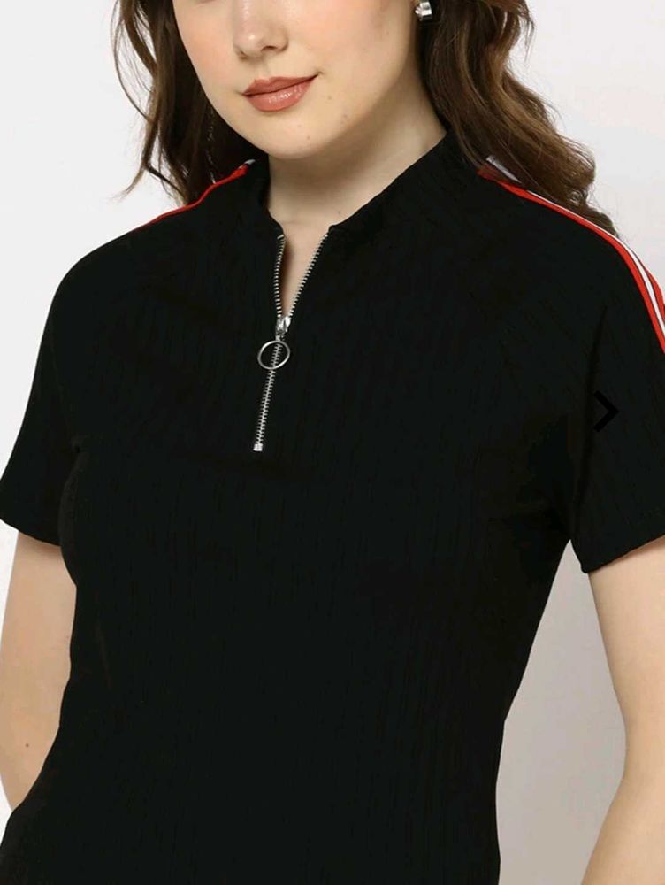 Teamspirit Black Ribbed Top