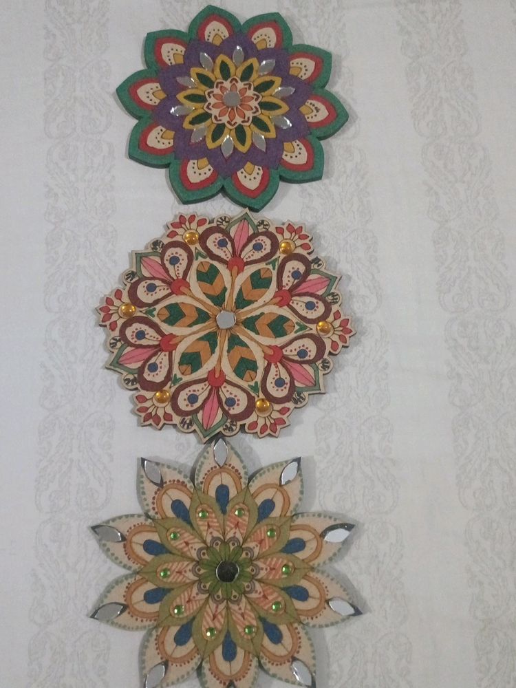 3 Wooden Rangoli Patch 4"