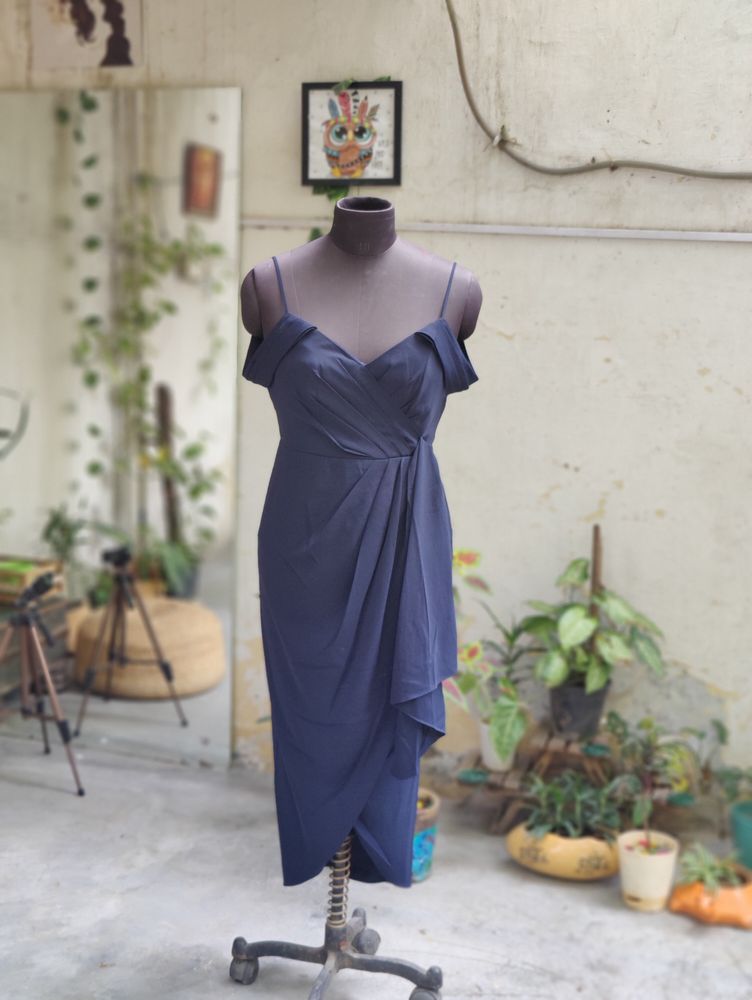 Forever New Women Navy Blue Wrap Dress