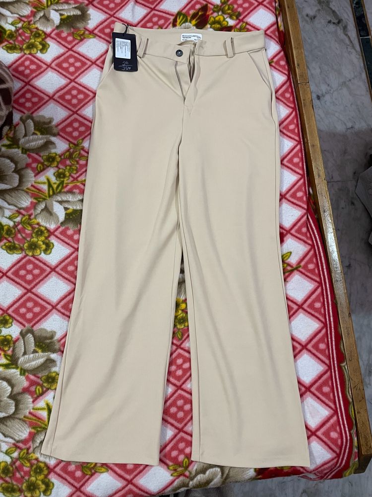 Regular Fit Women Beige Trousers