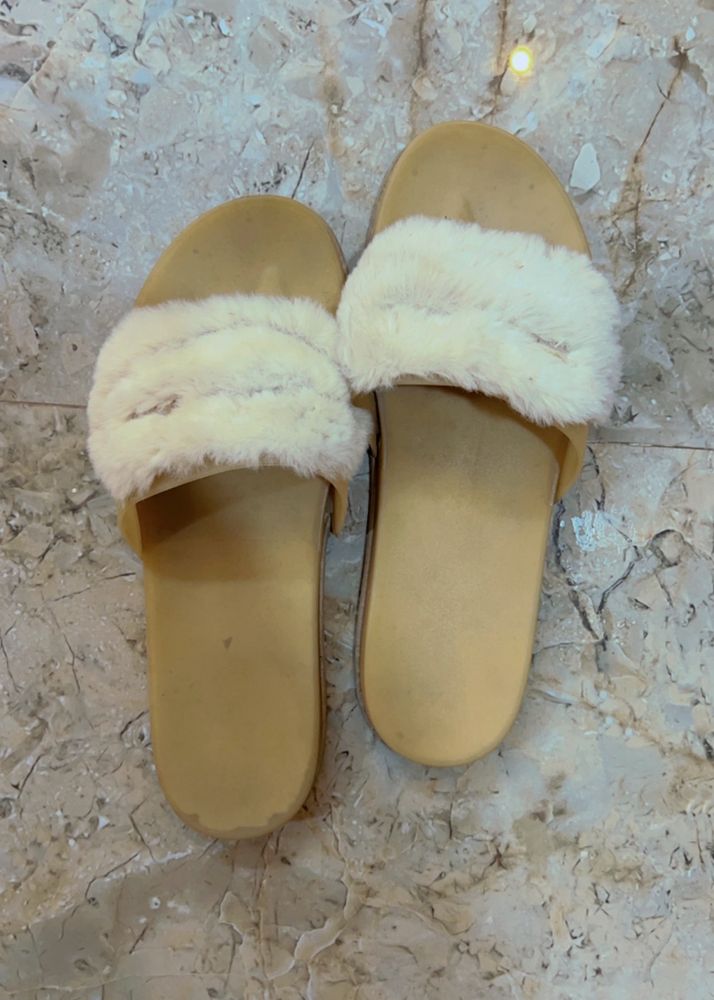 White Furry Slippers