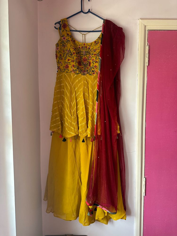 Mustard Indo Western 3-piece Set