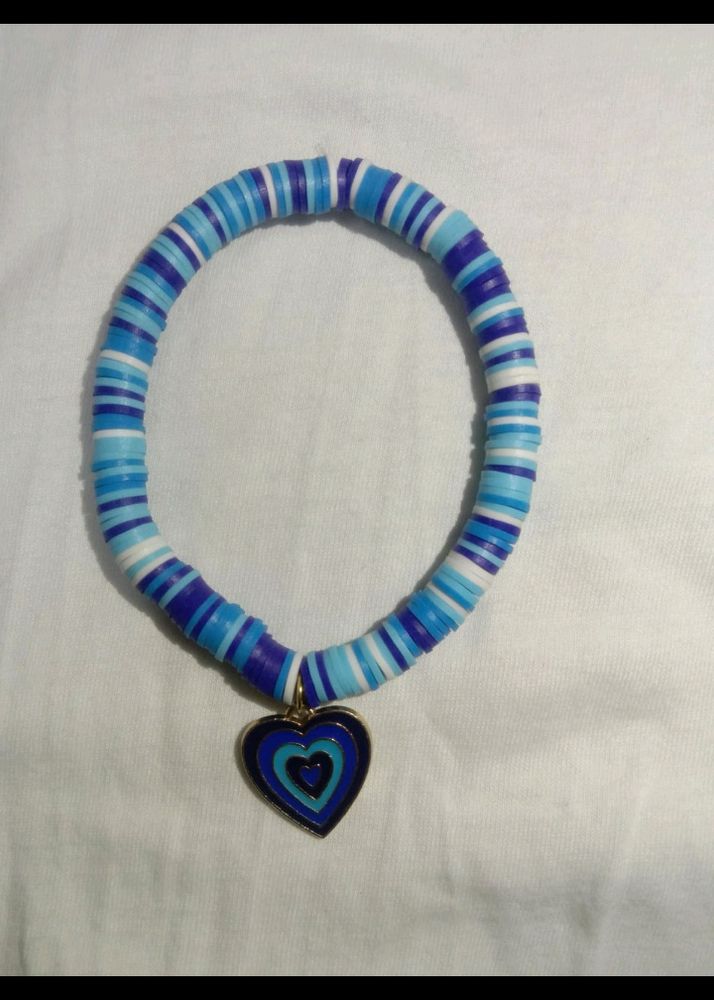 Aesthetic Blue Bracelet With Heart Charm