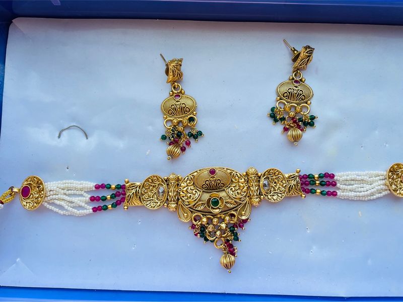 Brass Work Unique Jewellry Set