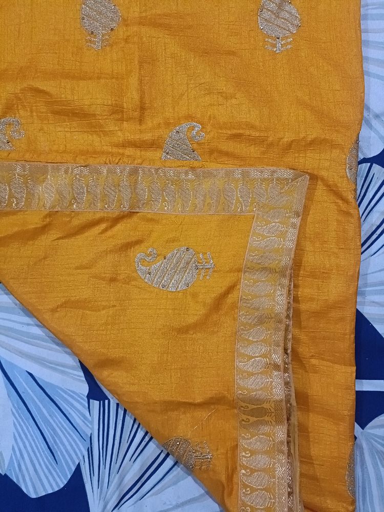 Chanderi Silk Yellow Saree