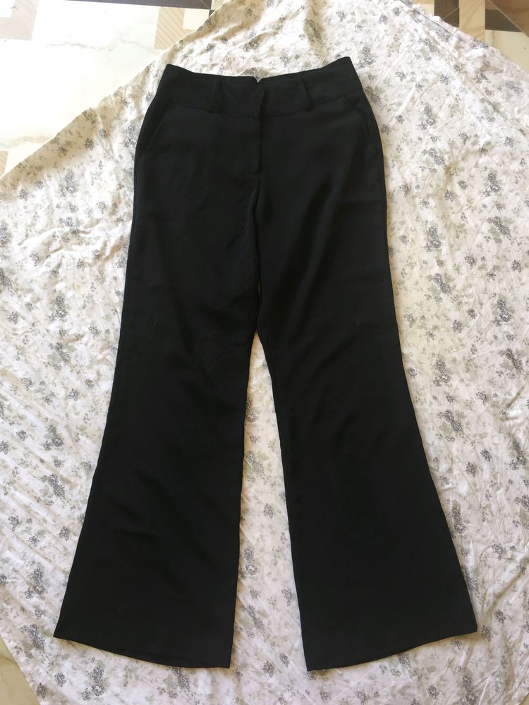 High Rise Flared Black Trouser