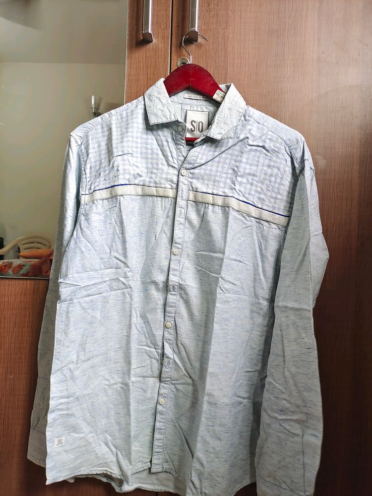 Men Party Wear Shirt - Solid Light Blue