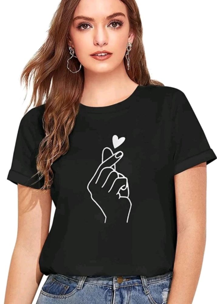 Printed Women Black T Shirt Combo