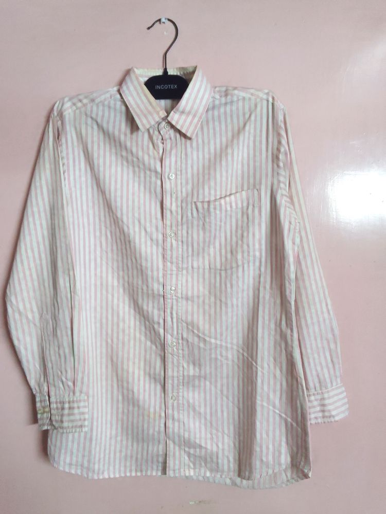 Pink And White Straight Line Shirt