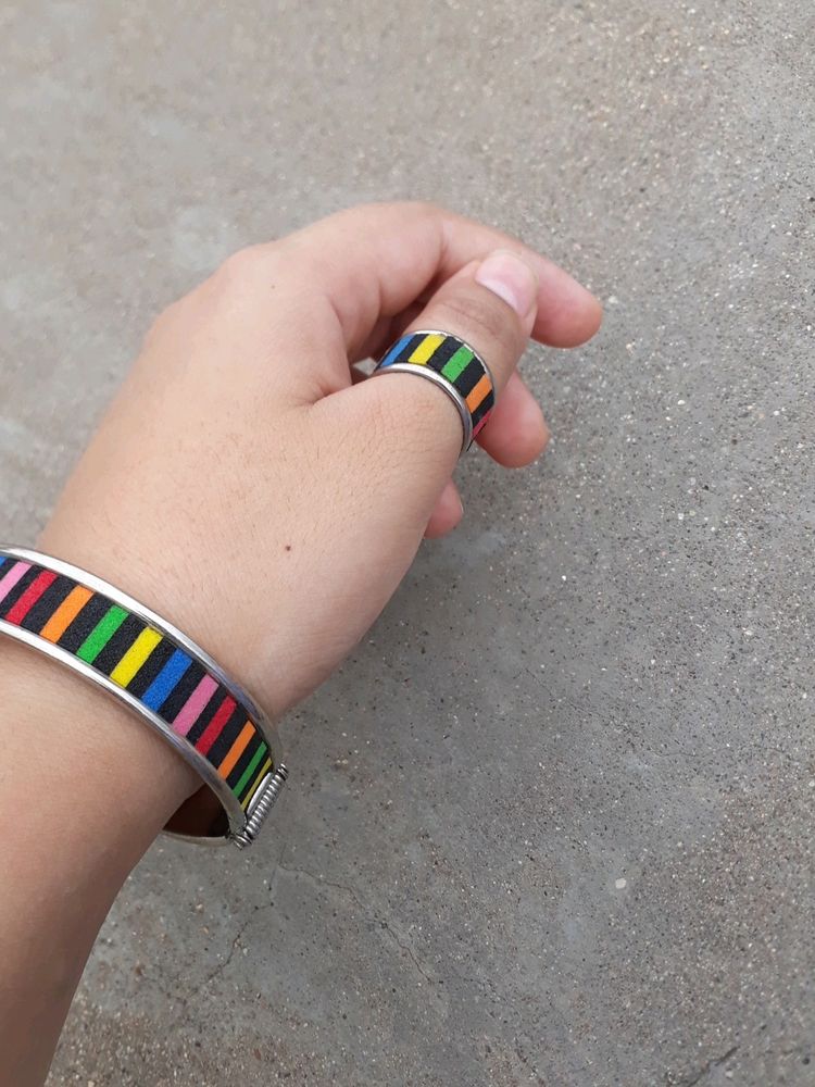 Multicolour Braclete With A Ring