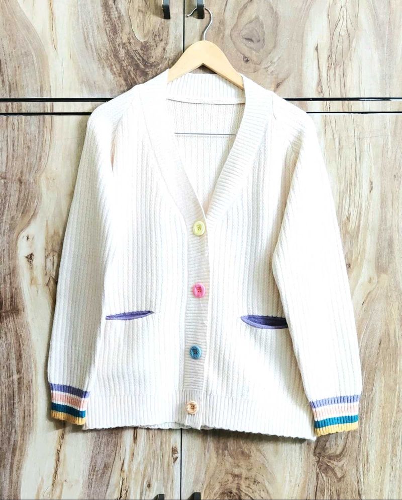 Cream Colour Cardigan Size-42