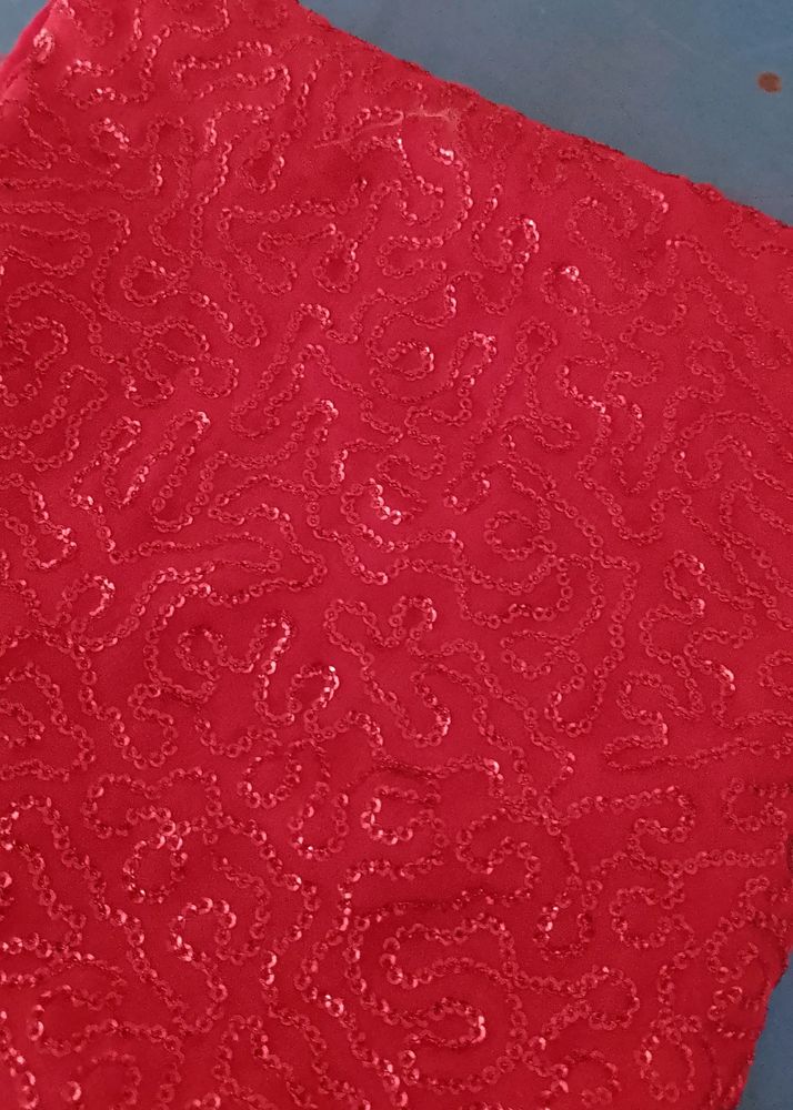 Red Net Cloth For Blaouse & Black Dupatta