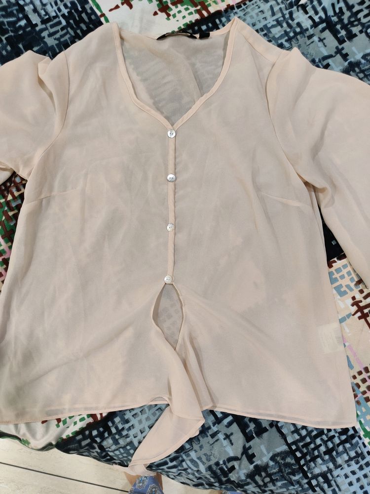 Front Knot Top With Loose Shoulders