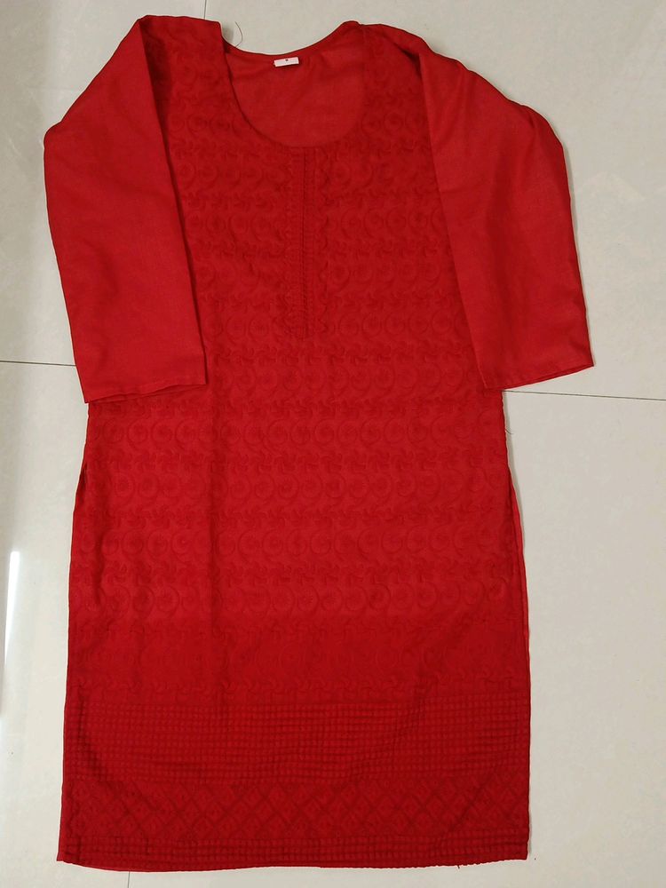 Kurta Red Lucknowi