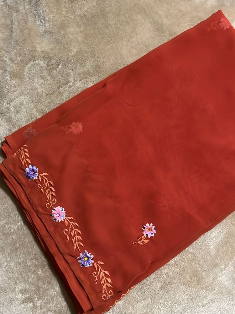 Aesthetic Floral Border Saree