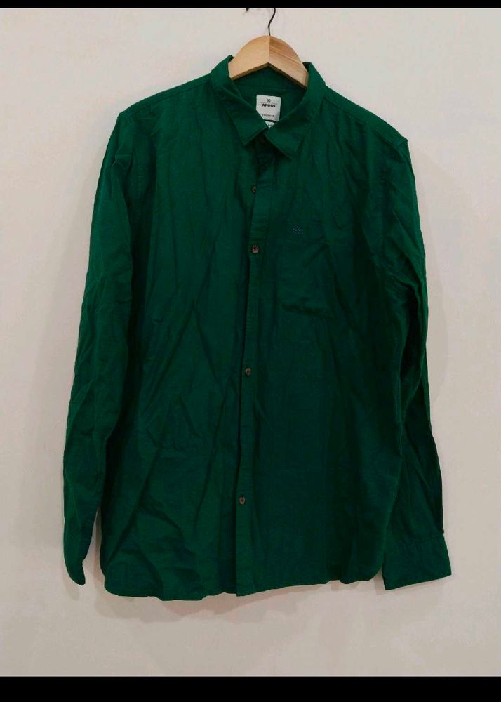 Wrogn Men's Green Formal Shirt Size 46