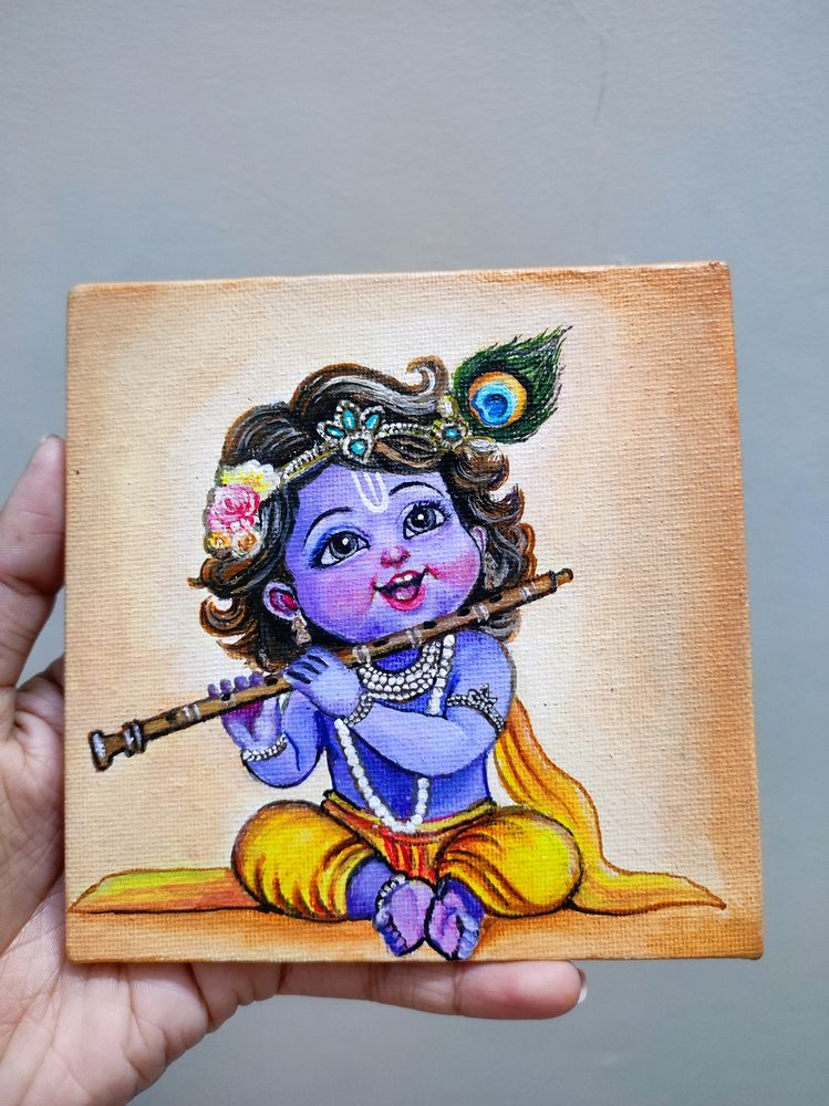 Little Krishna Mini Canvas Painting