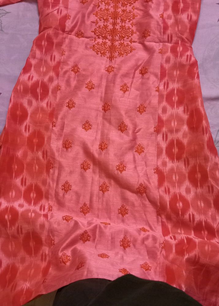 Full Sleeve Orange And Peach Kurthi