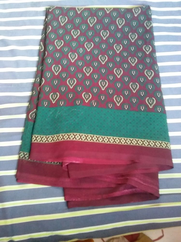 New Unused Maroon Green Saree