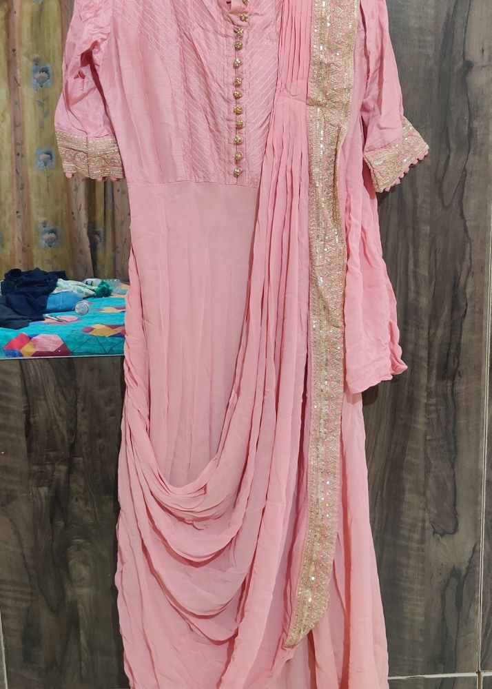 Anarkali With Saree Drape