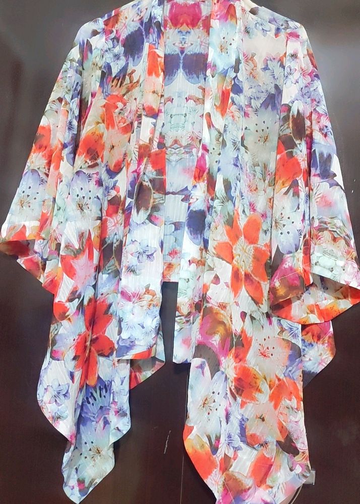 Multi Floral Print Shrug Type Top For Girl 36 Bust