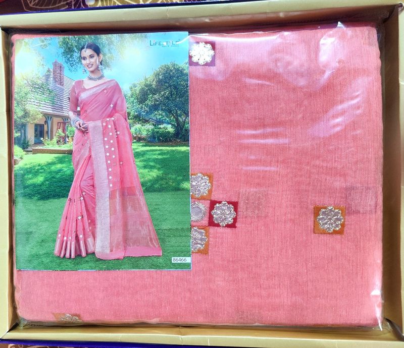 Peach Coloured Saree