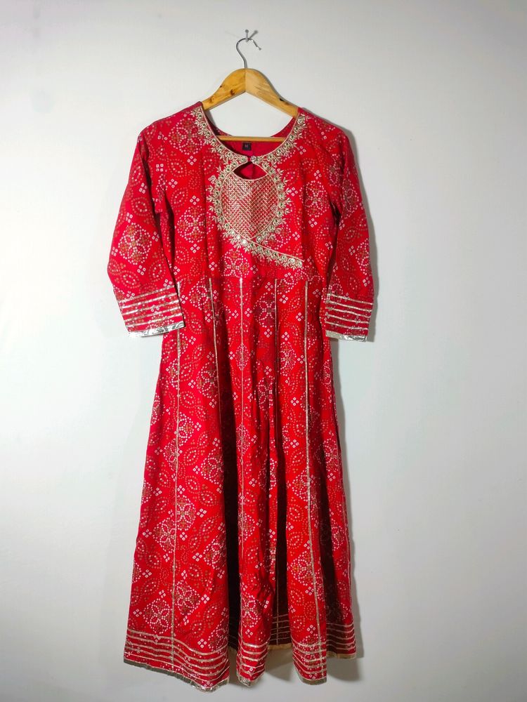 Red Printed Kurta (Women's)