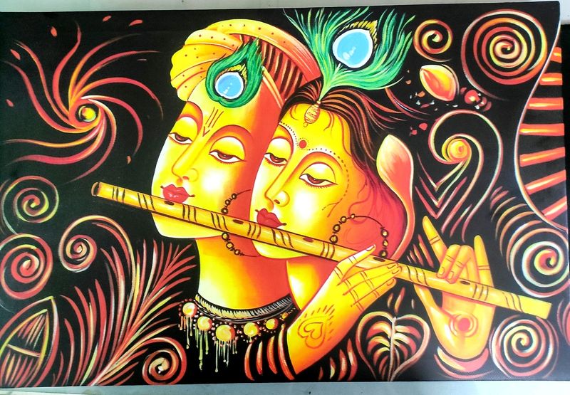 Radha Krishna Canvas Frame 12x18x1 inches