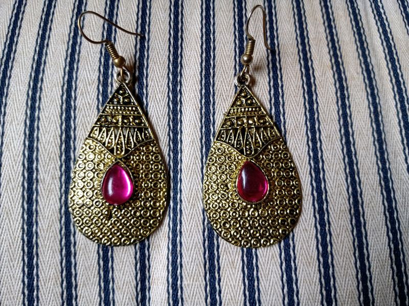 Gold And Pink Earrings